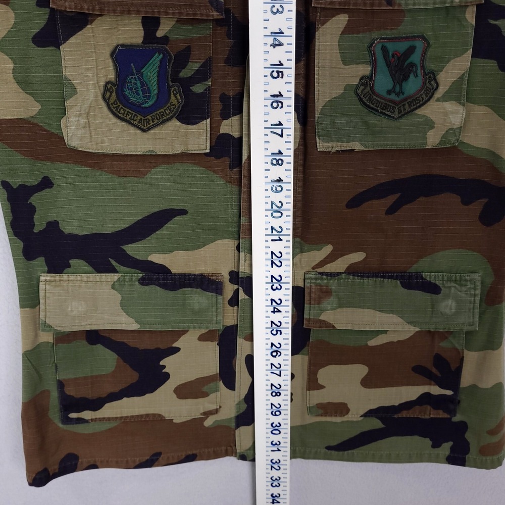 Air Force Military Button Up Jacket Wing Combat Coat Sz Small Long Camo Pockets - Picture 10 of 11